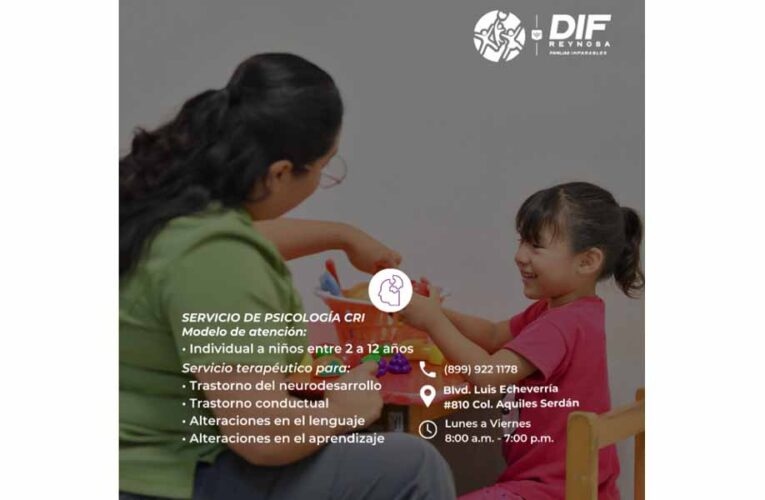 Otorga DIF Reynosa apoyo psicológico para niñas y niños