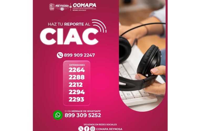Invita COMAPA a realizar reportes de agua potable o drenaje a través de las líneas del CIAC